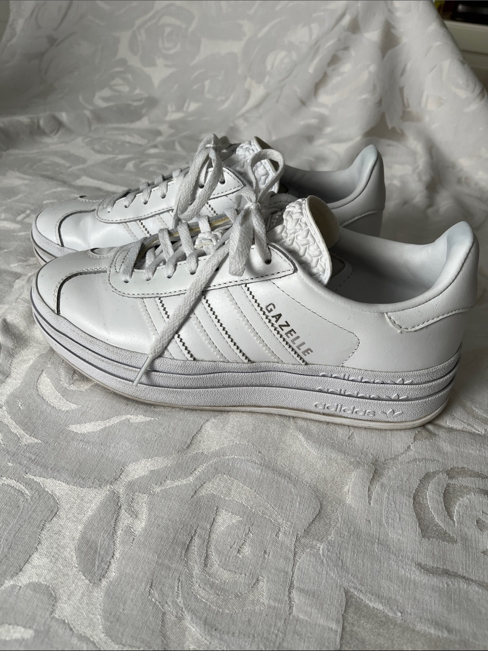 adidas Gazelle Platform Sneakers in White